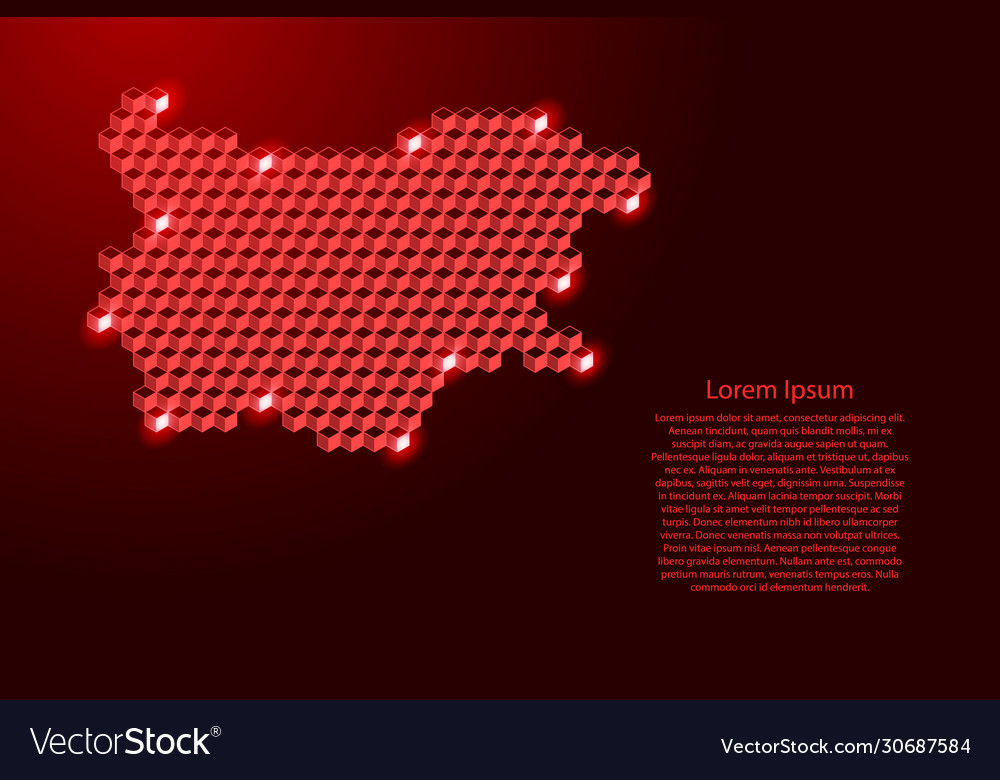 Bulgaria map from 3d red cubes isometric abstract vector image Bulgaria map from 3d red cubes isometric abstract