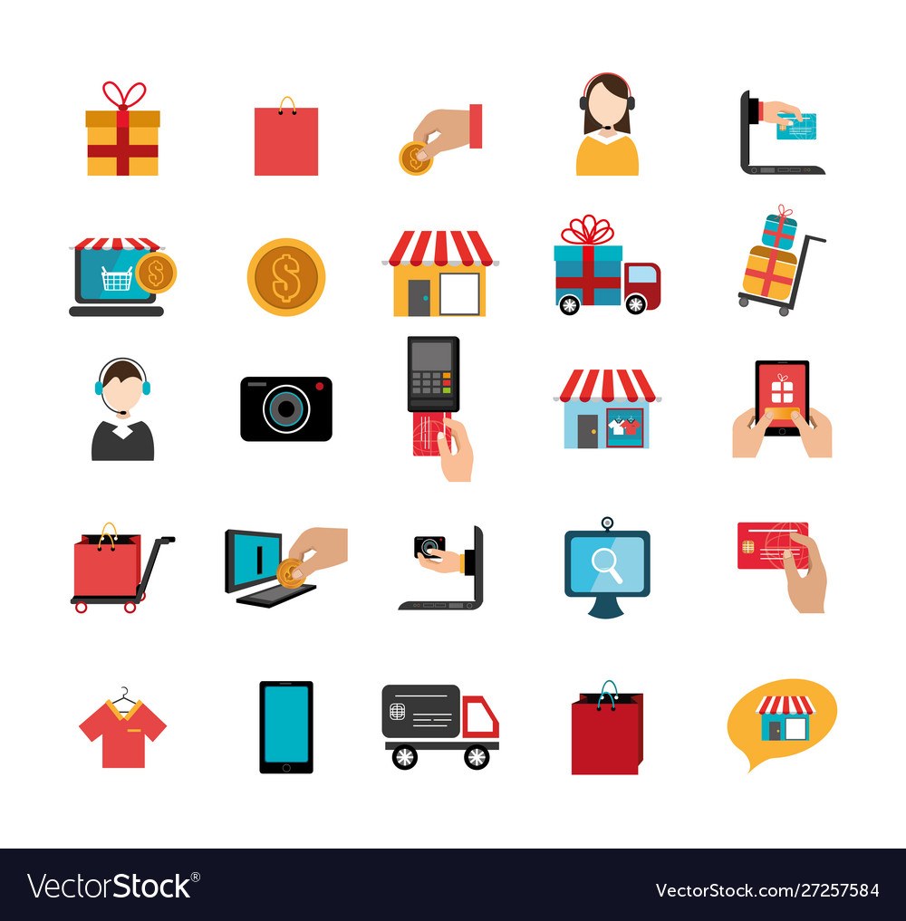 Bundle ecommerce with set icons vector image Bundle ecommerce with set icons