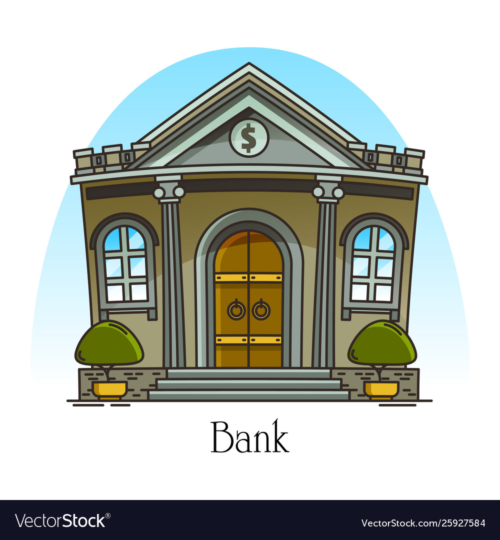 Cartoon bank building with columns banking Vector Image