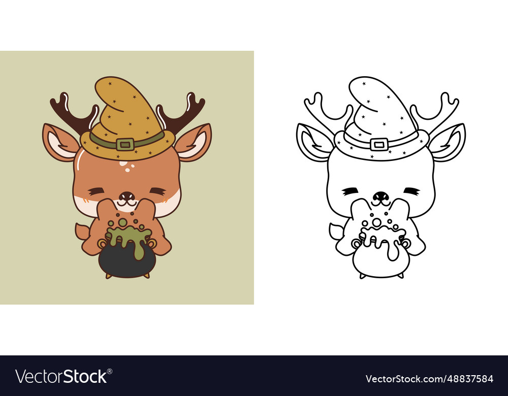 Cartoon halloween deer clipart for coloring page Vector Image