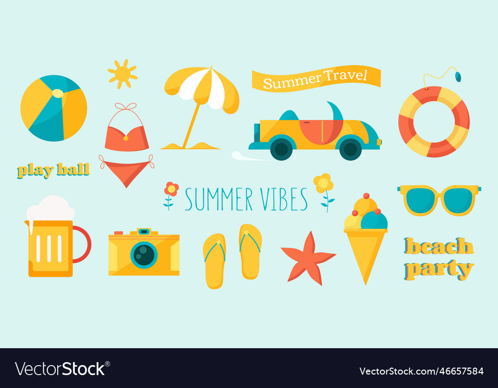 Collection of summer objects