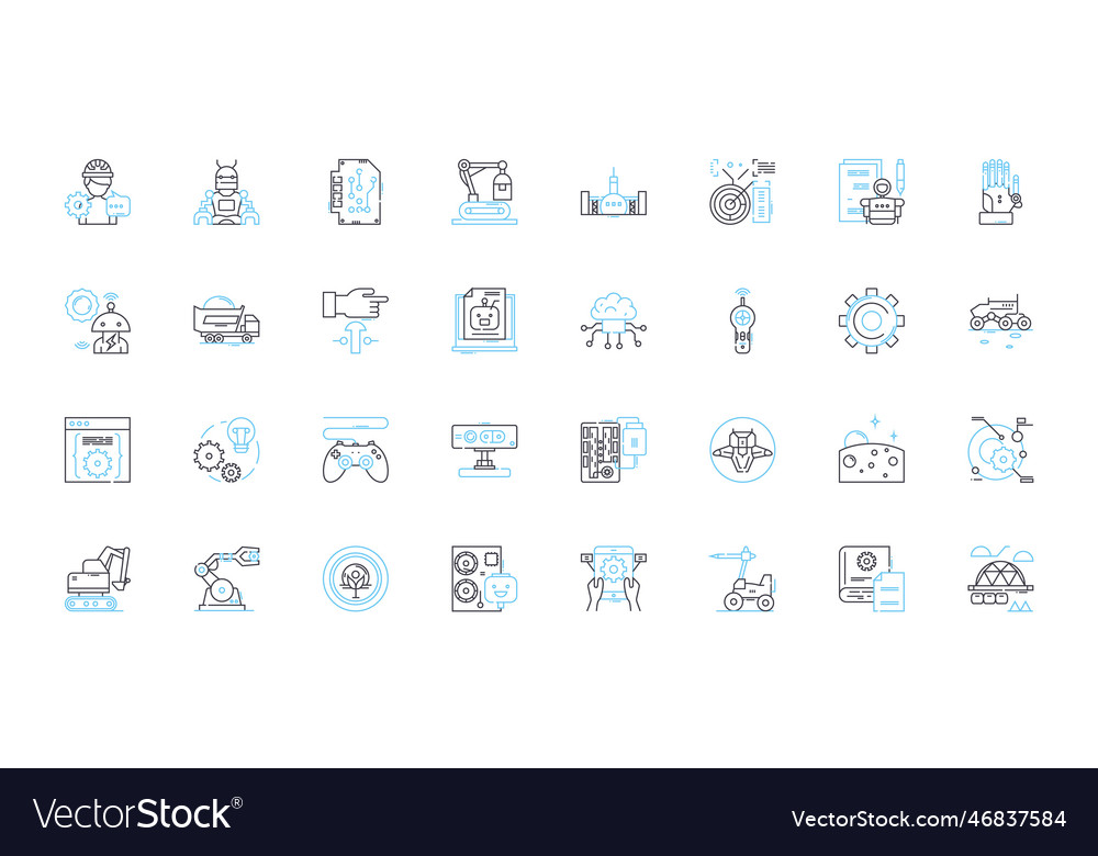 Constructor linear icons set build design Vector Image Constructor linear icons set build design