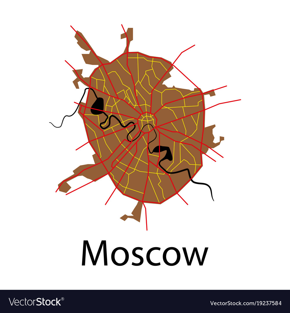 Flat color map of moscow all objects are located
