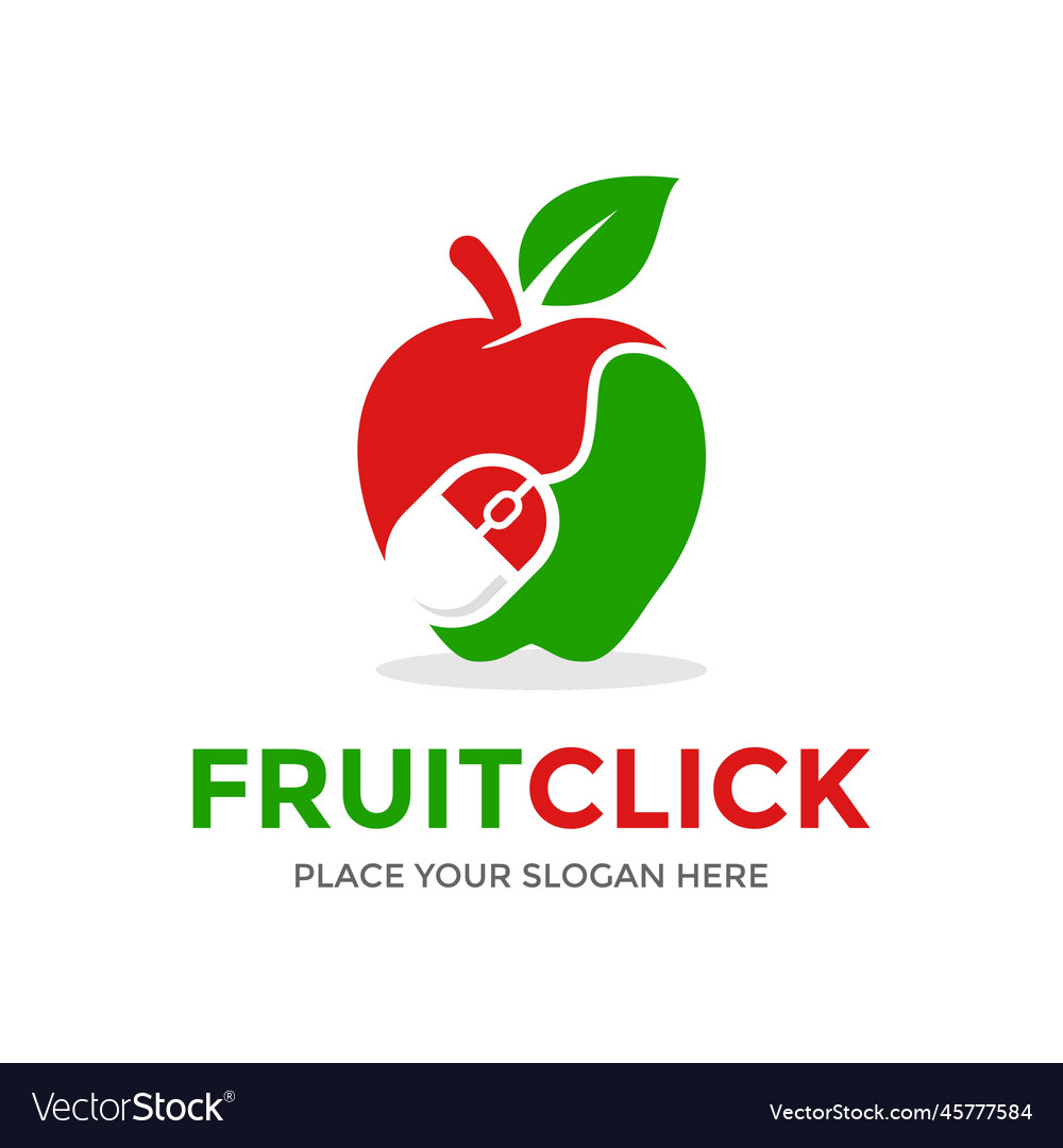 Fruit click logo template this design use mouse vector image Fruit click logo template this design use mouse