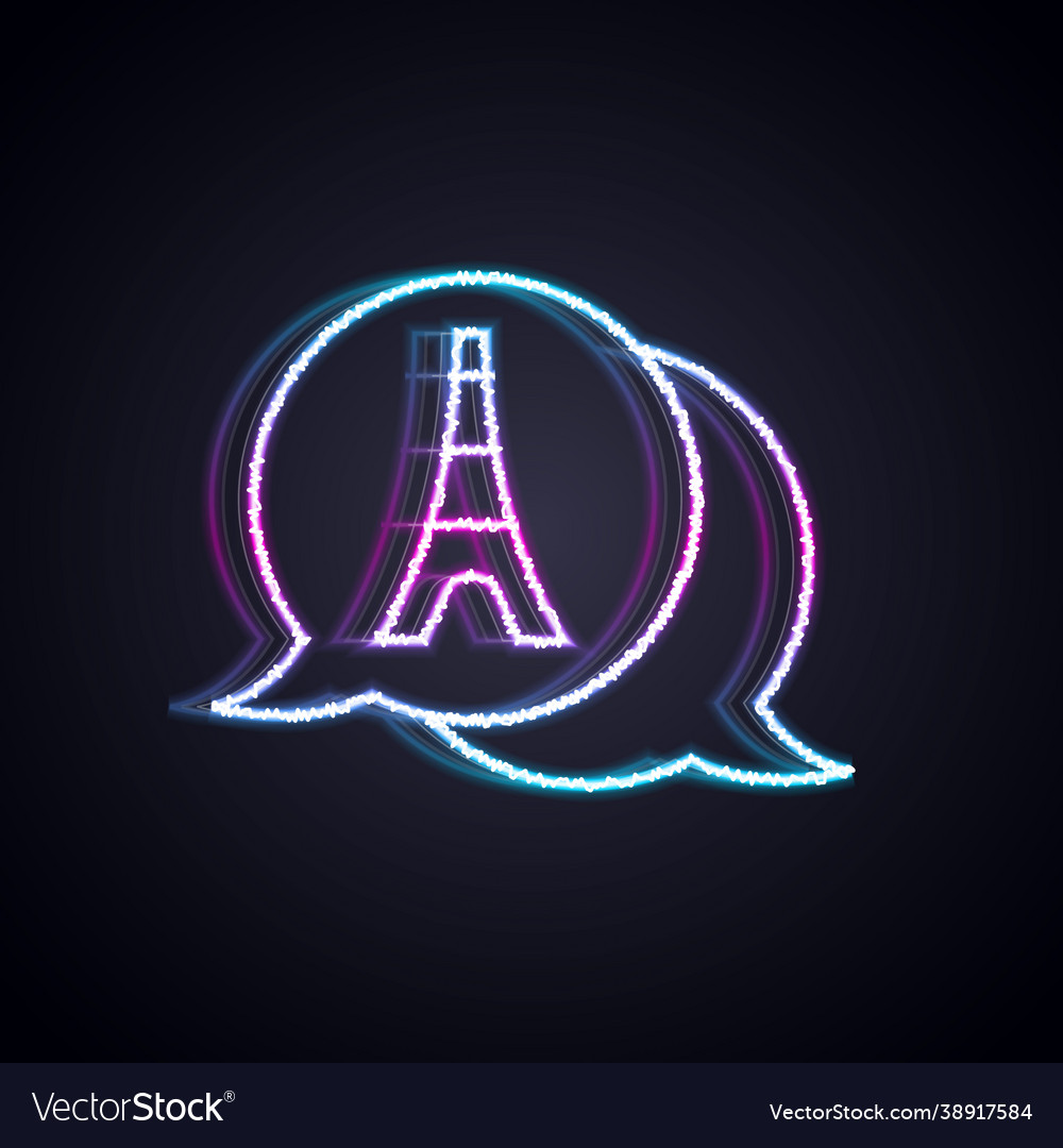 Glowing neon line eiffel tower icon isolated vector image Glowing neon line eiffel tower icon isolated