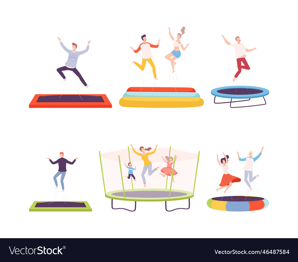 Happy adult people and children jumping Royalty Free Vector