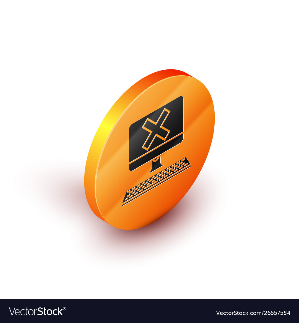 Isometric computer with keyboard and x mark icon Vector Image Isometric computer with keyboard and x mark icon