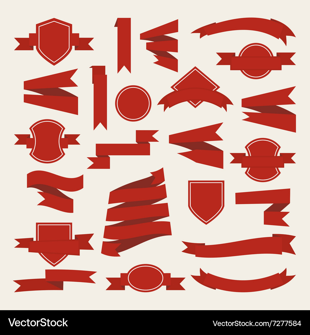 Red Curving Ribbons Set Royalty Free Vector Image