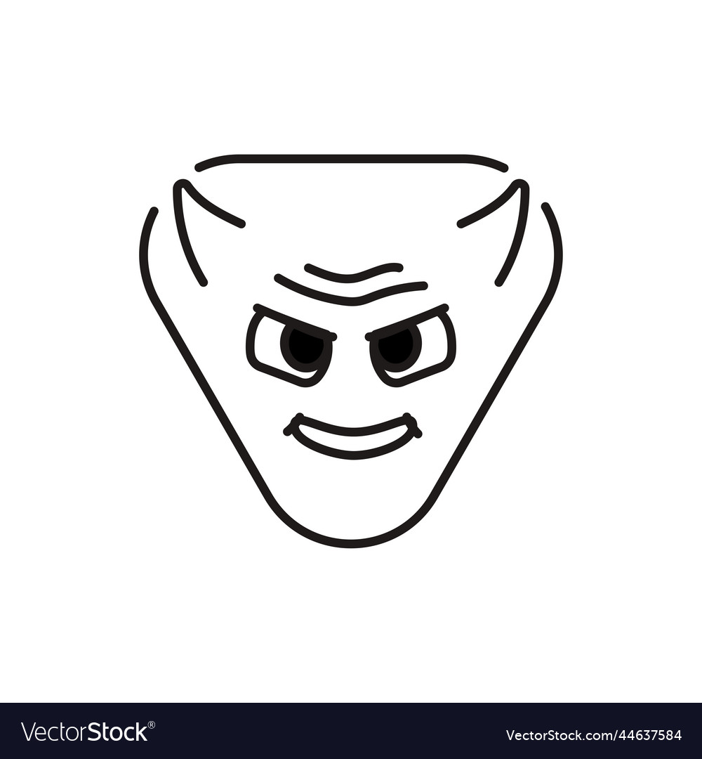 Red triangular gloating character color line icon vector image Red triangular gloating character color line icon