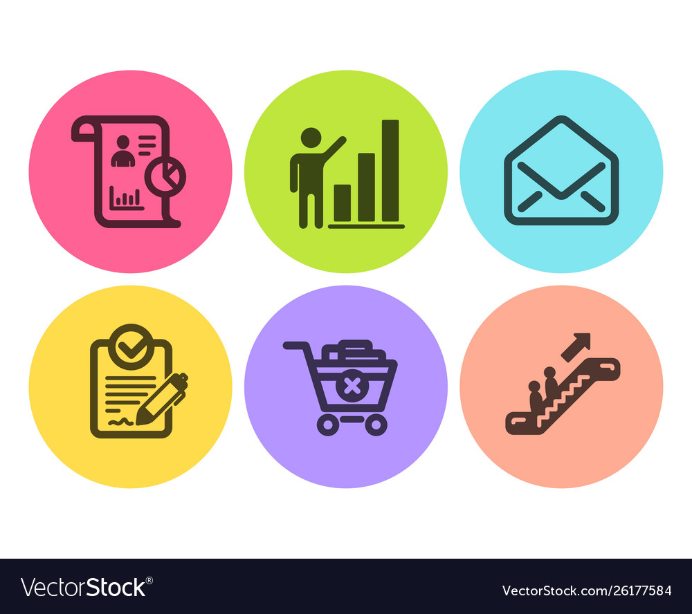 Remove purchase rfp and report icons set graph vector image Remove purchase rfp and report icons set graph