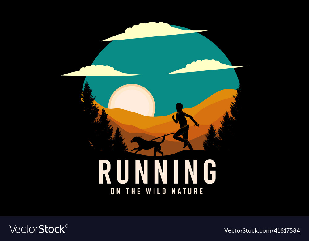 Running on the wild nature merchandise silhouette