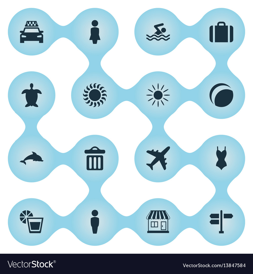Set of simple seaside icons