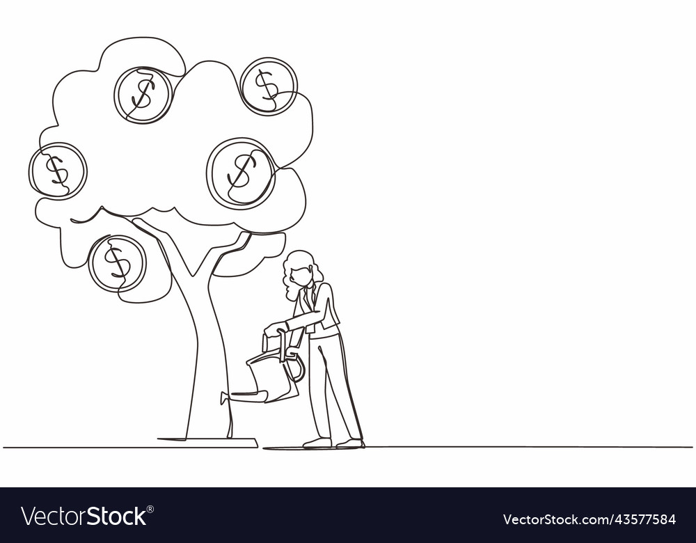 Single one line drawing business investment