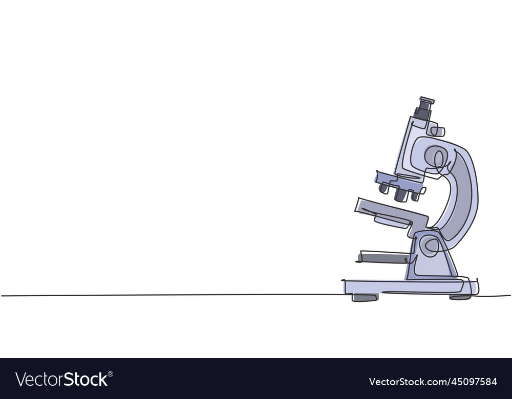 Single one line drawing of lab microscope Vector Image