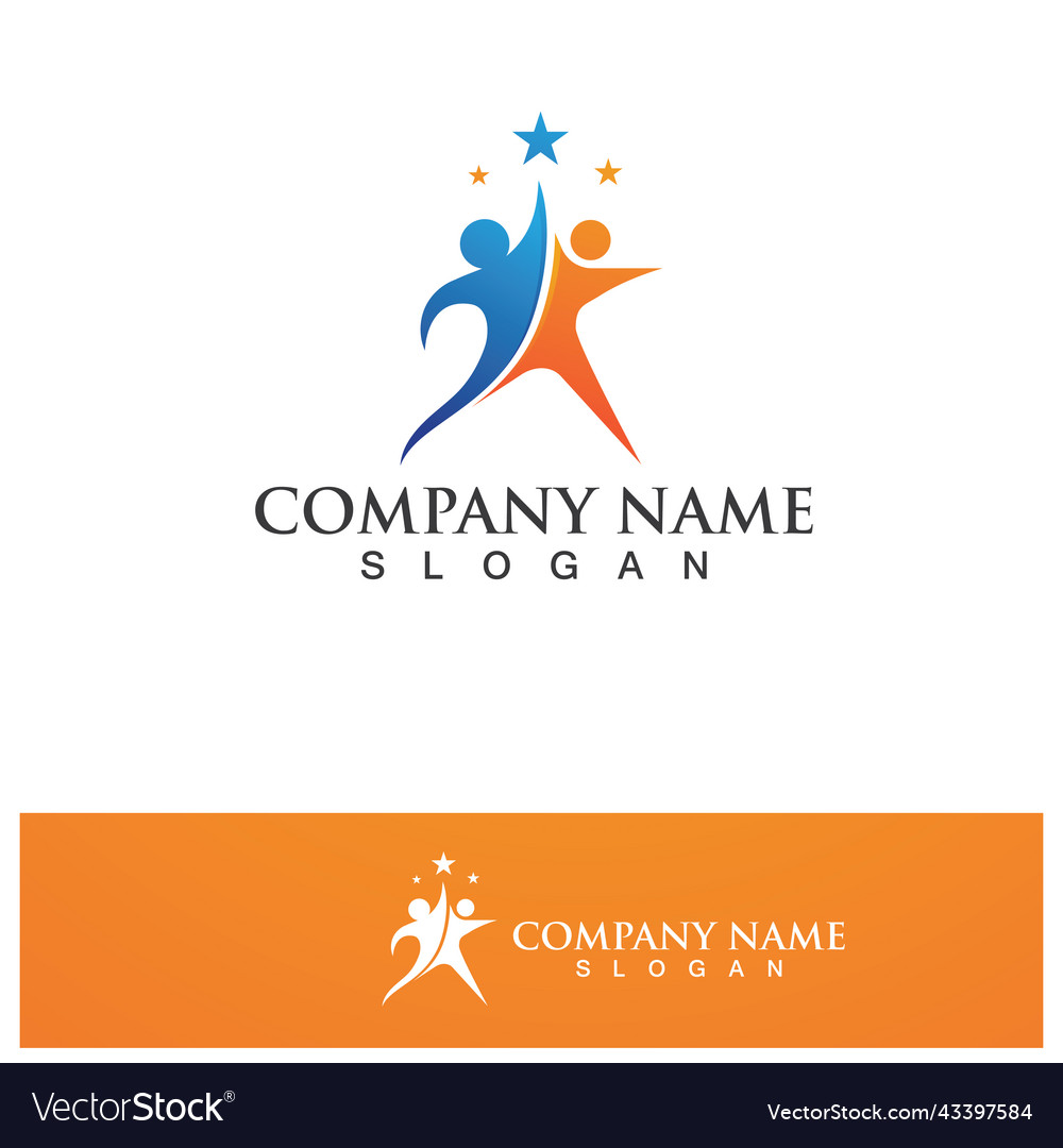 Star people logo design community logo Royalty Free Vector