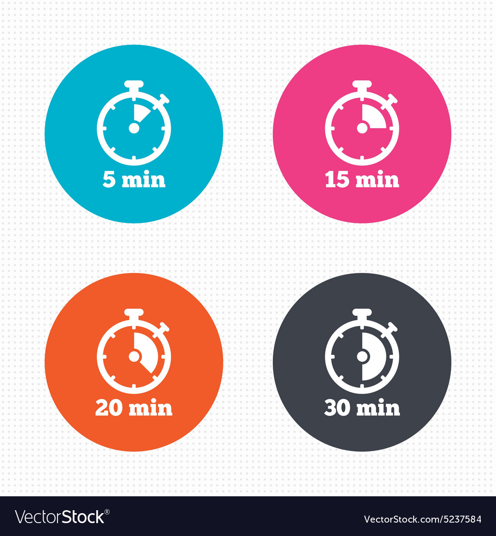 Stopwatch Timer Icons - 5, 15, 20, 30 Minutes