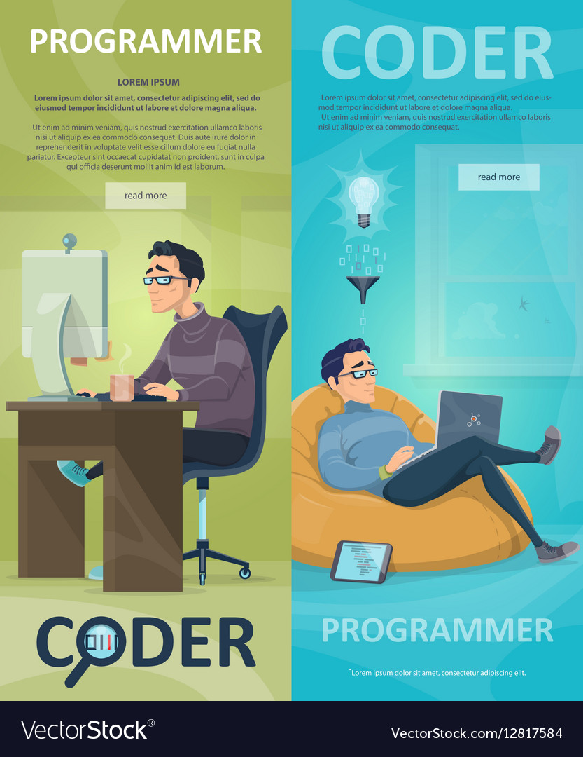 Technology programming vertical banners Royalty Free Vector