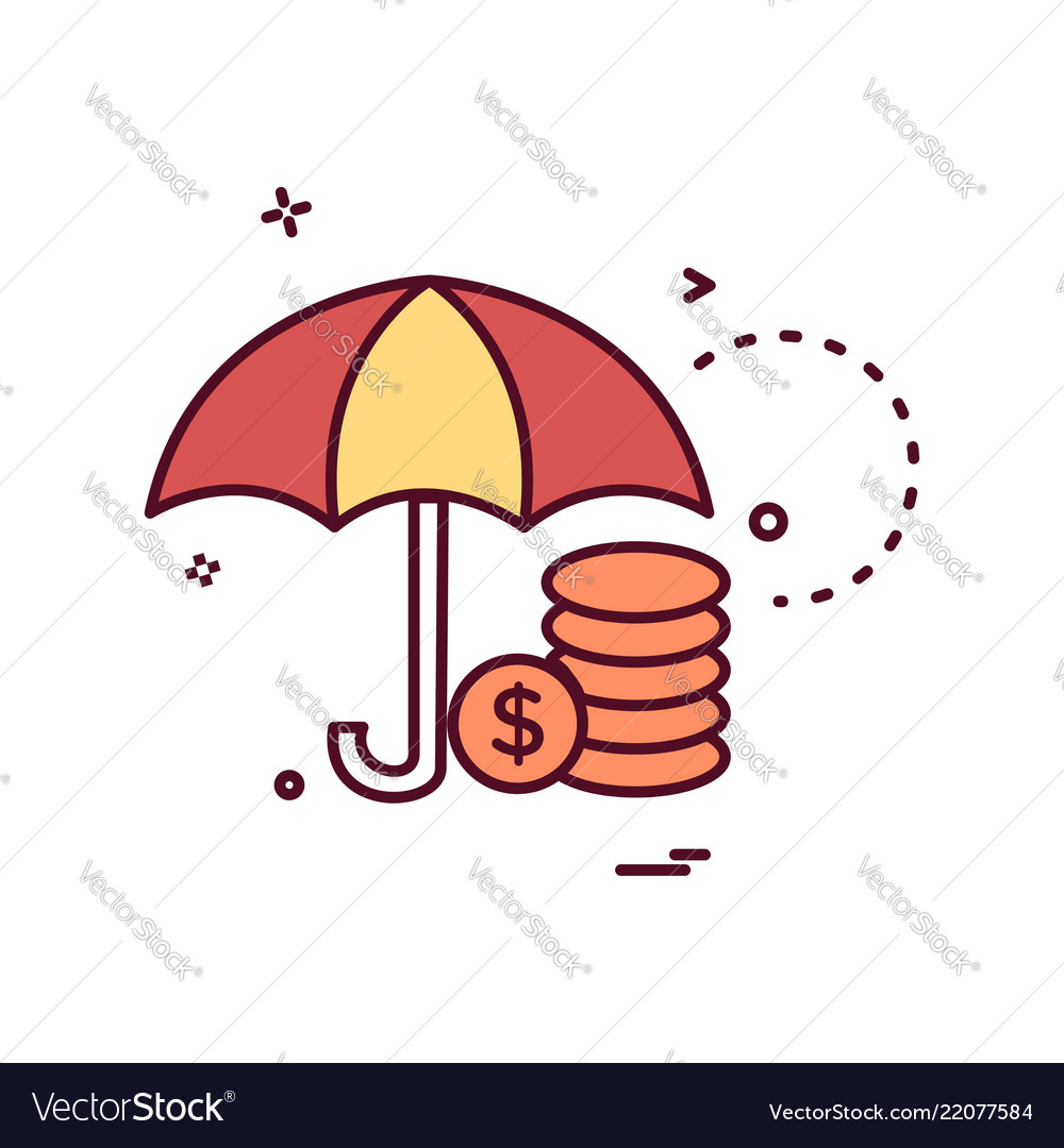 Umbrella coins dollar icon design