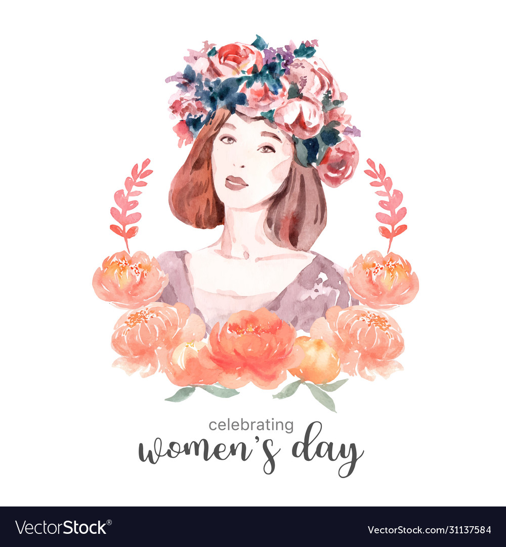 Women day wreath design with flower Royalty Free Vector