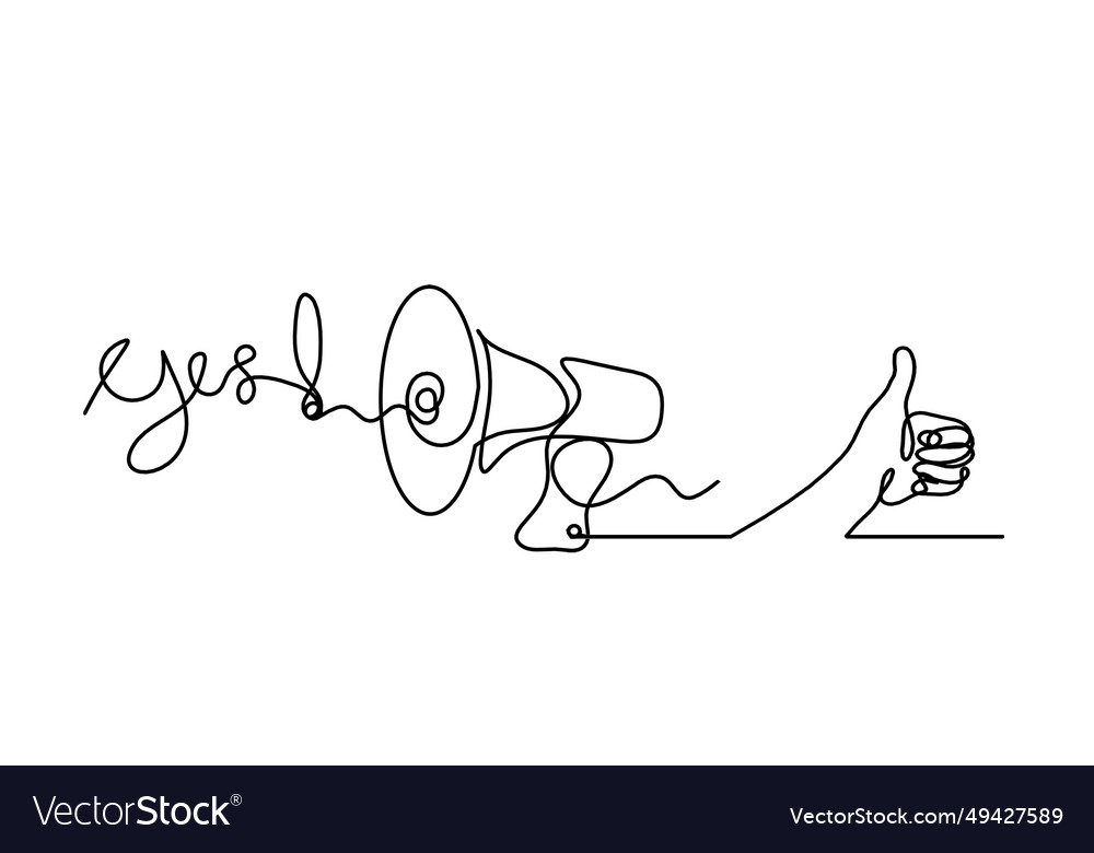 Abstract megaphone and hand as continuous lines Vector Image Abstract megaphone and hand as continuous lines