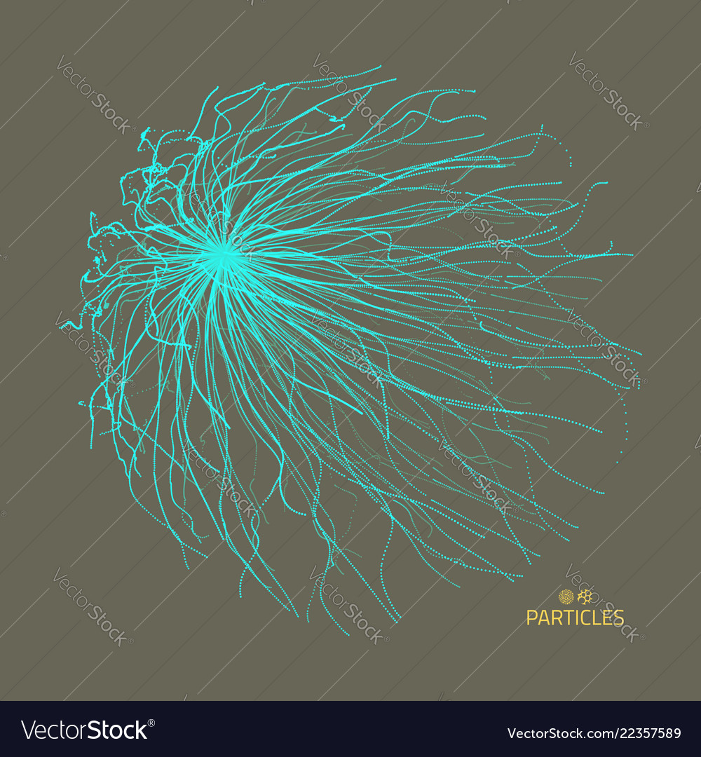 Array mit dynamischen Partikeln 3d futuristischen Stil vector image Array mit dynamischen Partikeln 3d futuristischen Stil