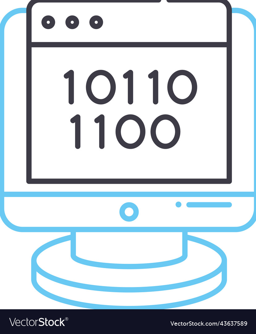 Binary code line icon outline symbol vector image Binary code line icon outline symbol