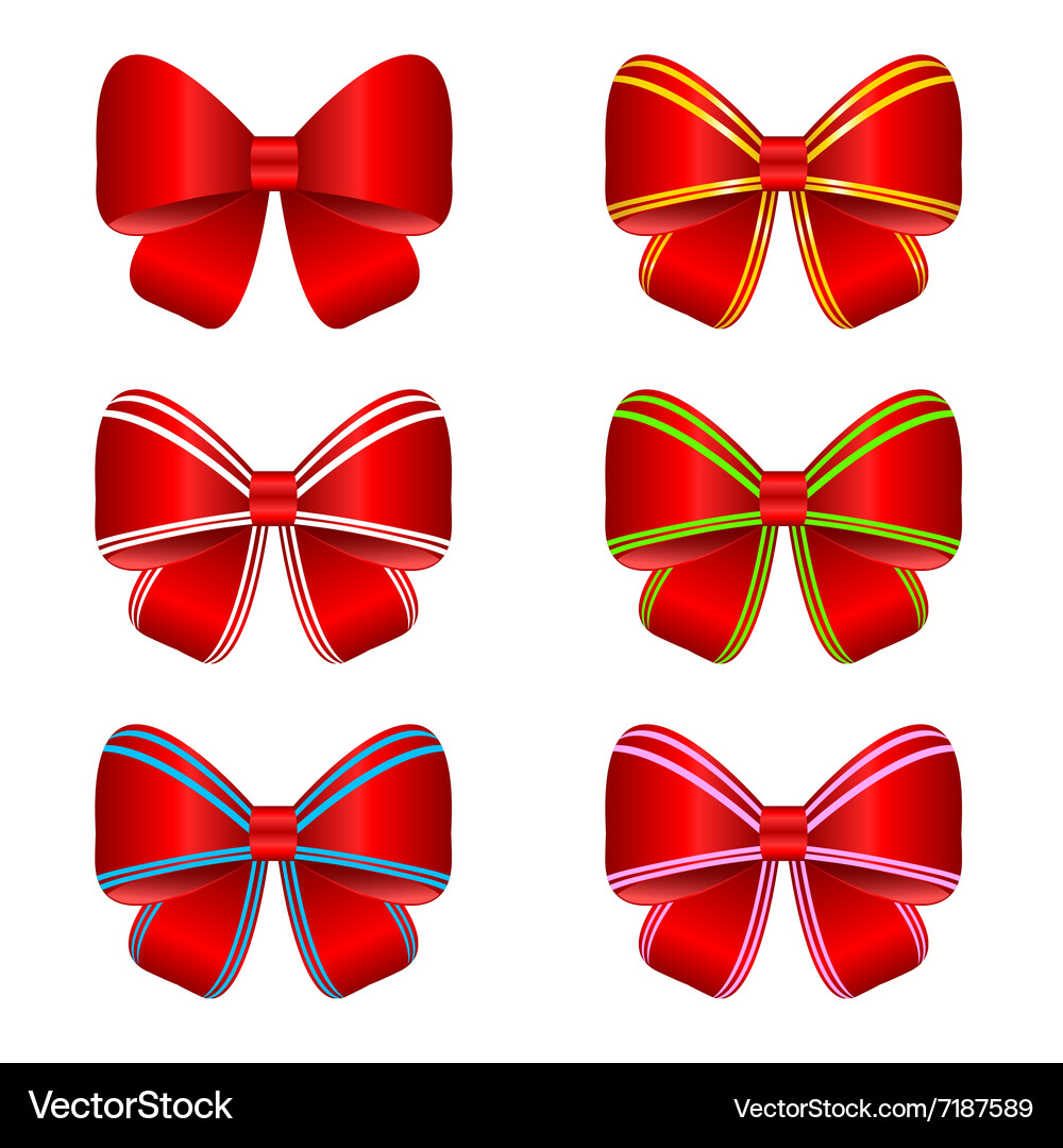 Bow set red Royalty Free Vector Image - VectorStock