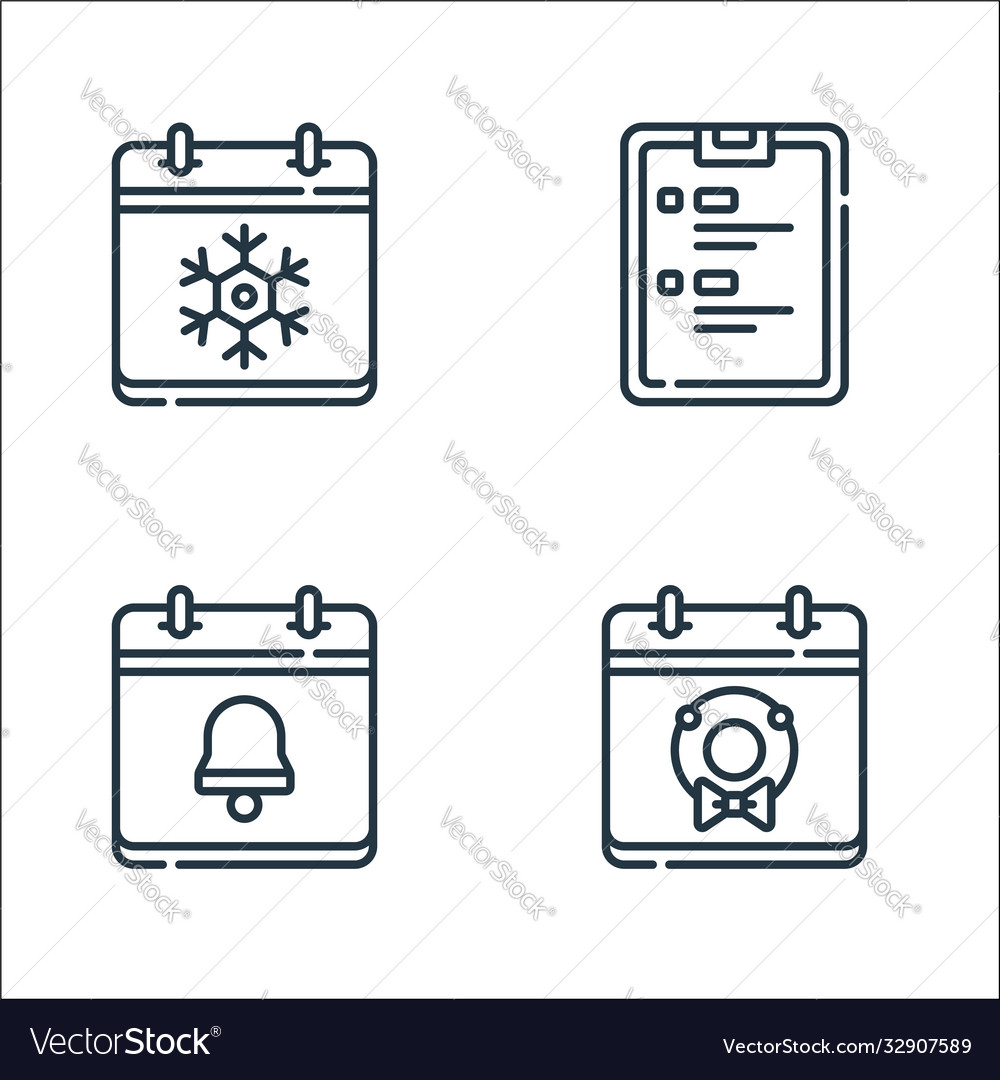 Calendar and date line icons linear set quality vector image Calendar and date line icons linear set quality