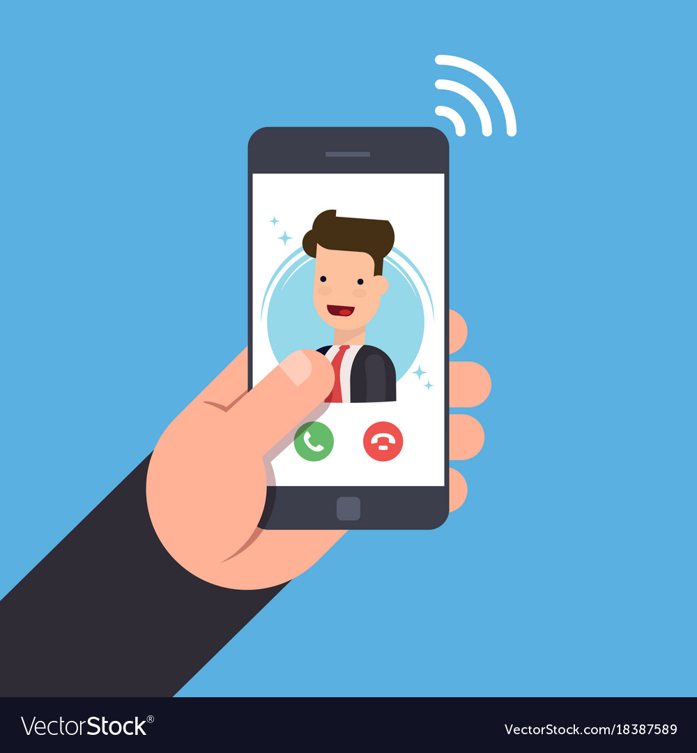 Concept of an incoming call on a mobile phone
