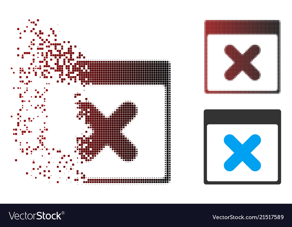 Disintegrating pixel halftone cancel calendar page vector image Disintegrating pixel halftone cancel calendar page