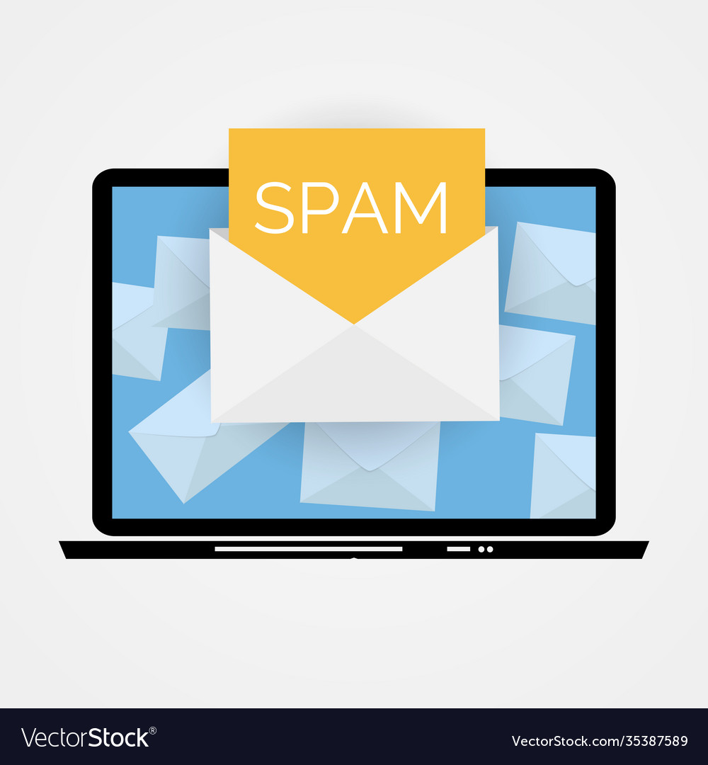 Envelope with spam email warning window vector image Envelope with spam email warning window