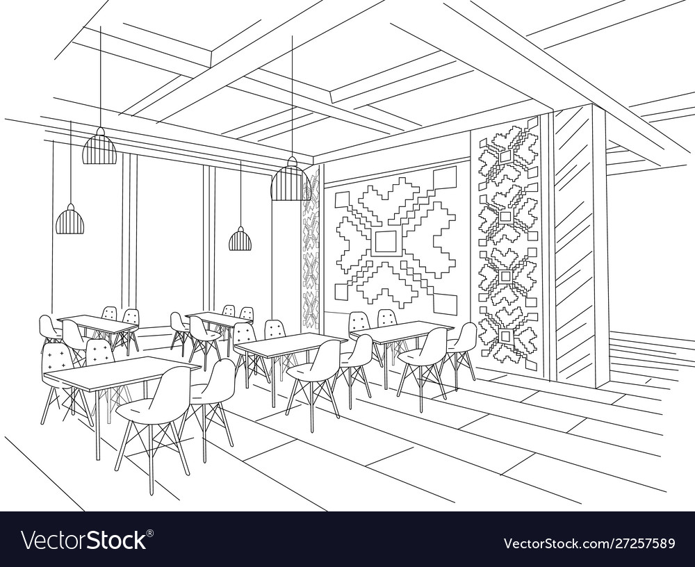 Cafe interior design, sketching, graphics Stock Illustration by ©design.trna.gmail.com  #98134460