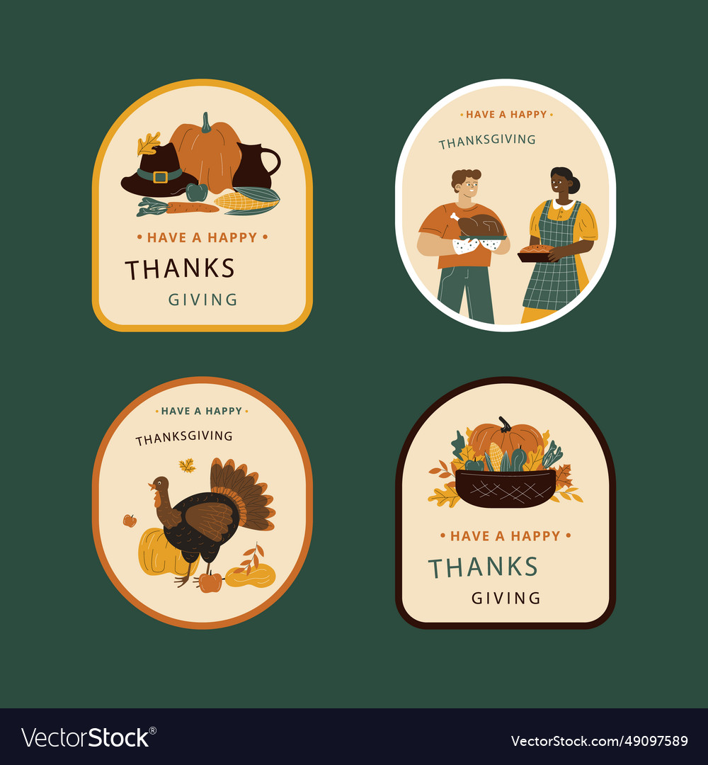 Labels set thanksgiving day celebration isolated