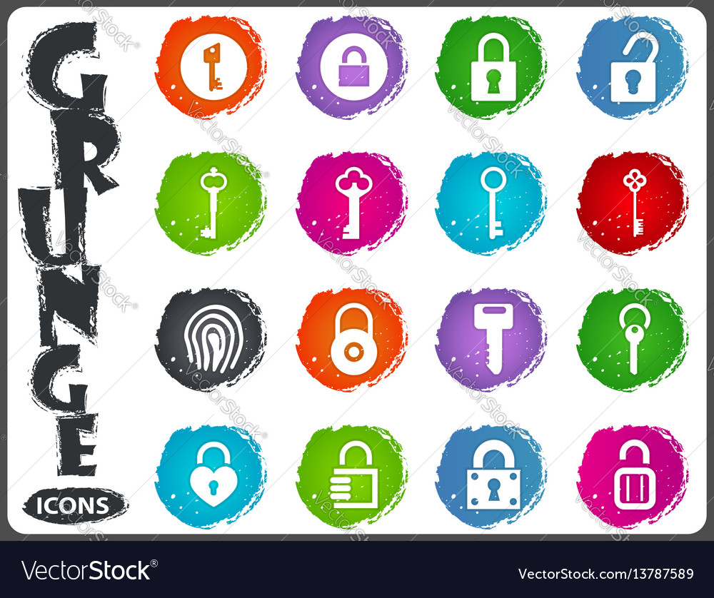 Lock and key icons set