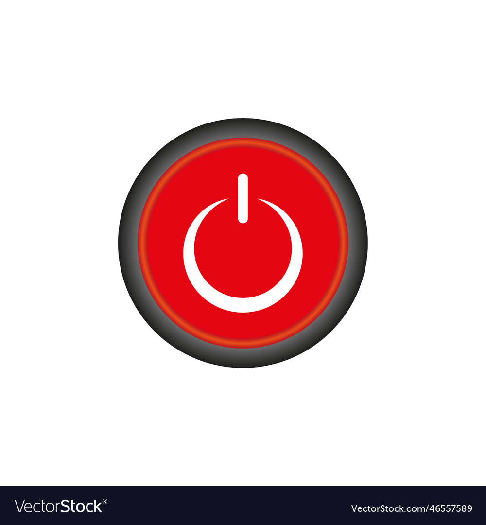 Red power off button clean energy computer Vector Image Red power off button clean energy computer
