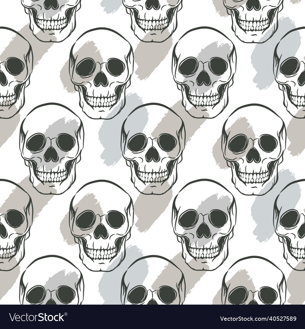 Skull pattern with brush strokes on background