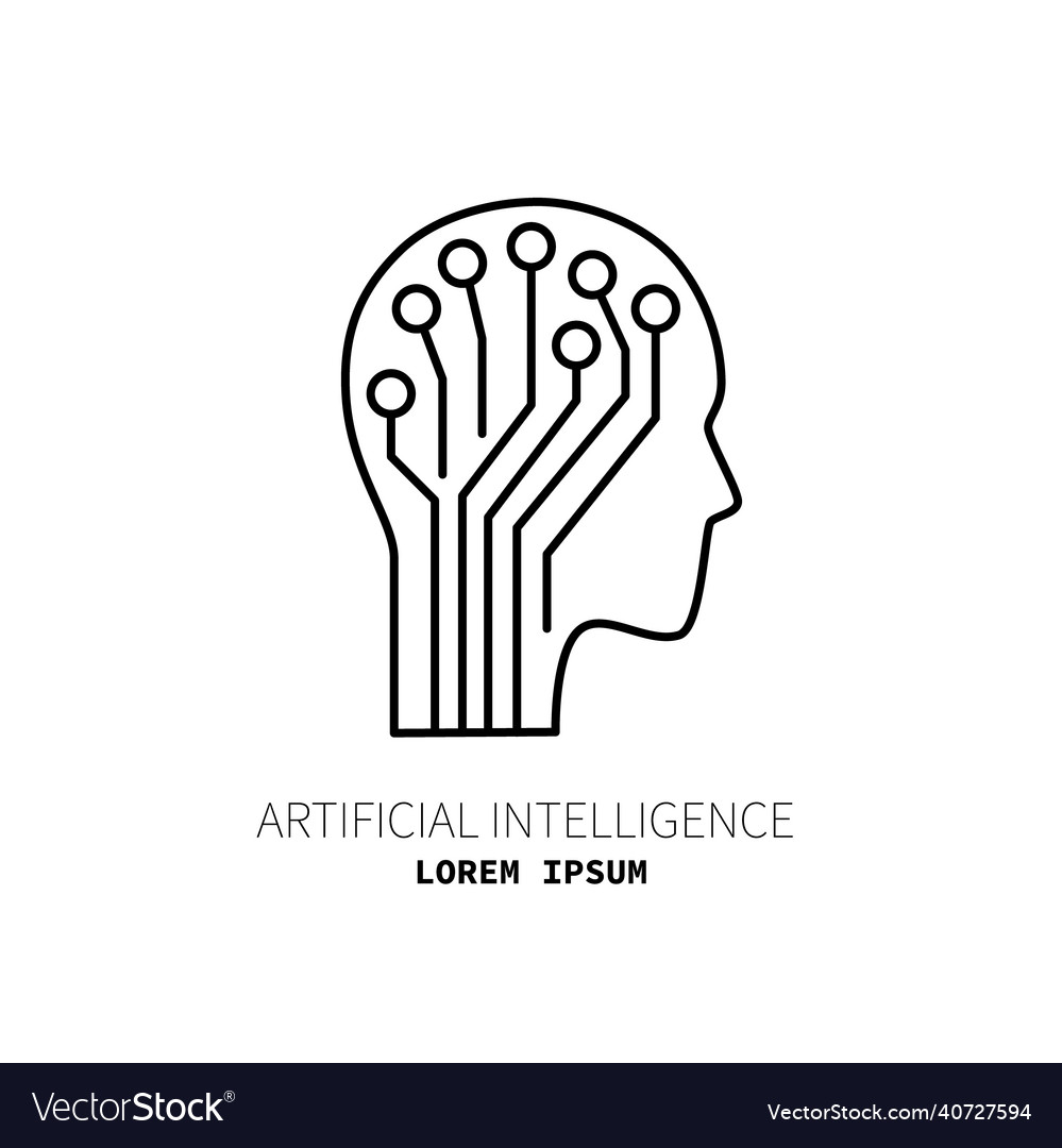 Artificial intelligence and machine learning line Vector Image Artificial intelligence and machine learning line