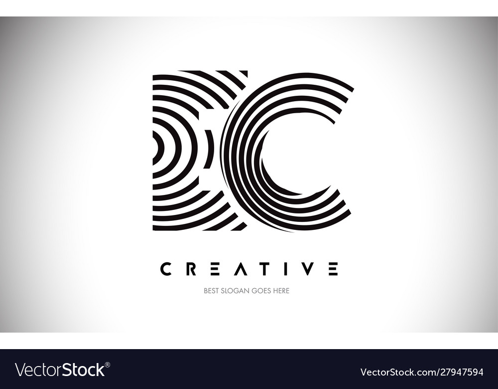 Ec lines warp logo design letter icon made Vector Image