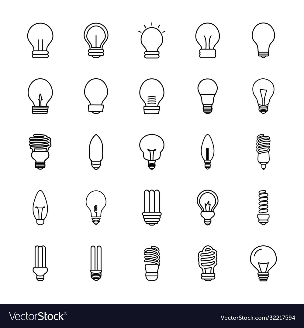 Flame bulb light and lights icon line style Vector Image