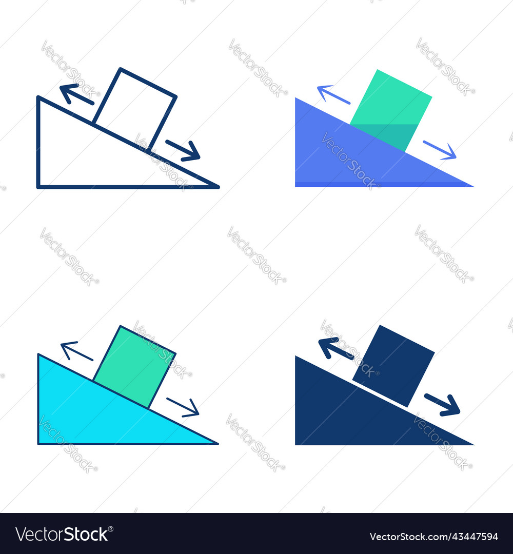 Friktionskraft-Ikone im flachen und linienförmigen Stil vector image Friktionskraft-Ikone im flachen und linienförmigen Stil