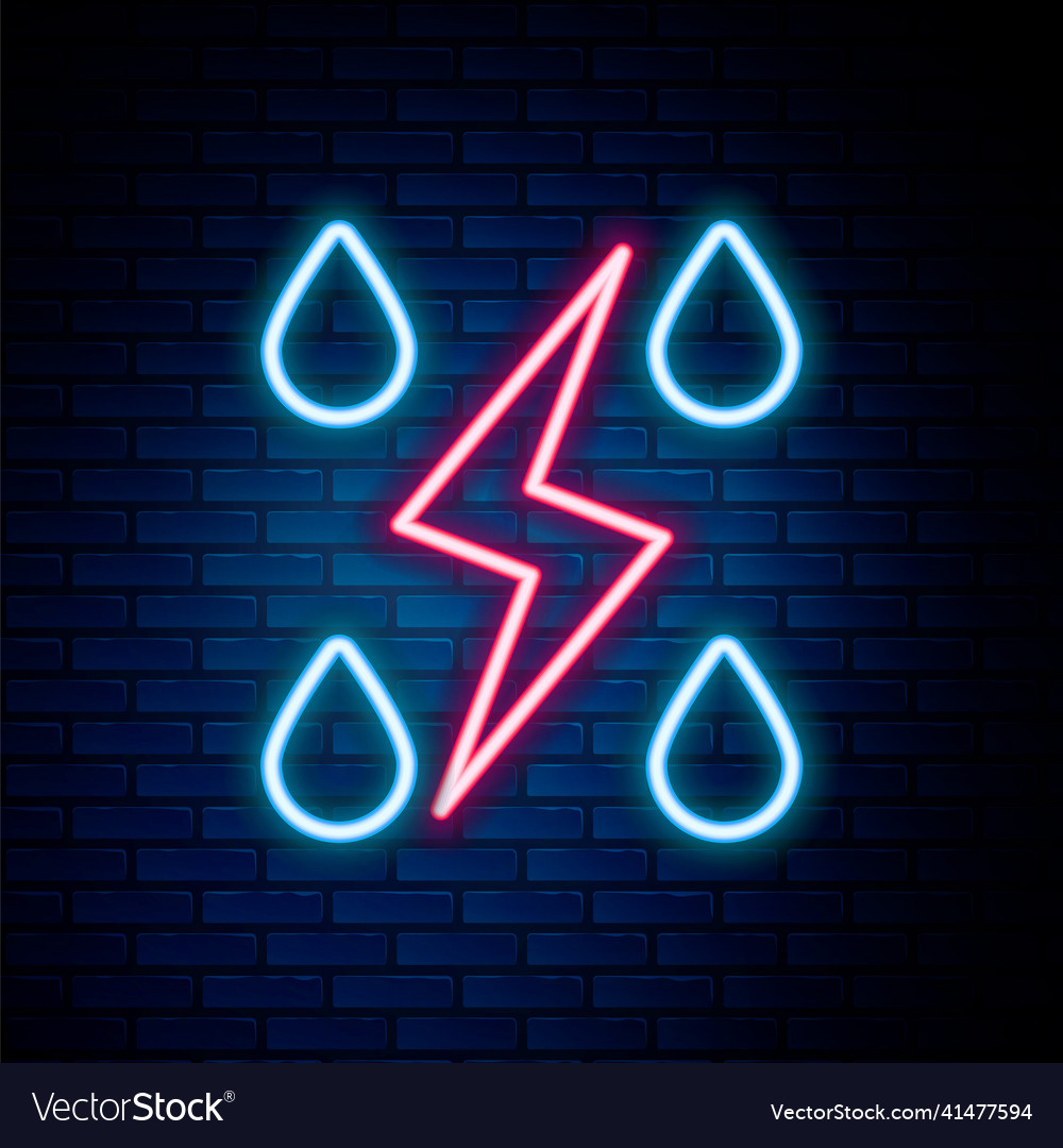 Glowing neon line storm icon isolated on brick vector image Glowing neon line storm icon isolated on brick