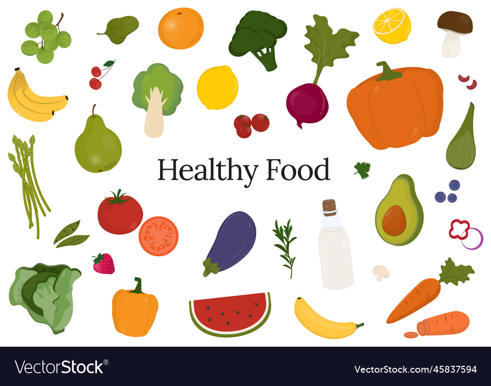 Healthy food element on white background Vector Image