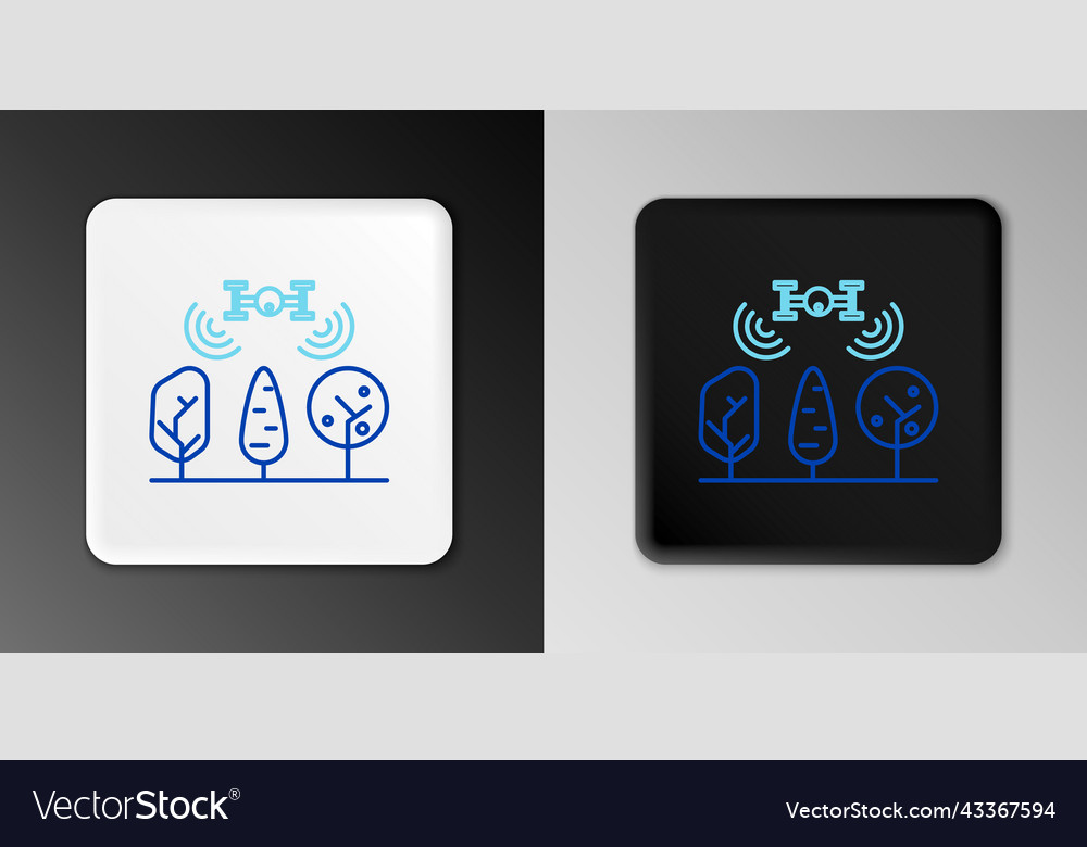 Line smart farm with drone control and tree icon Vector Image Line smart farm with drone control and tree icon