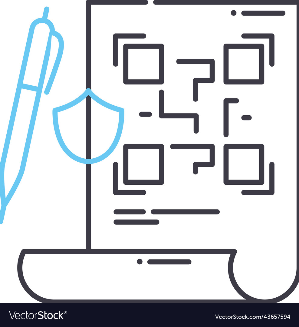 Qr code document line icon outline symbol vector image Qr code document line icon outline symbol