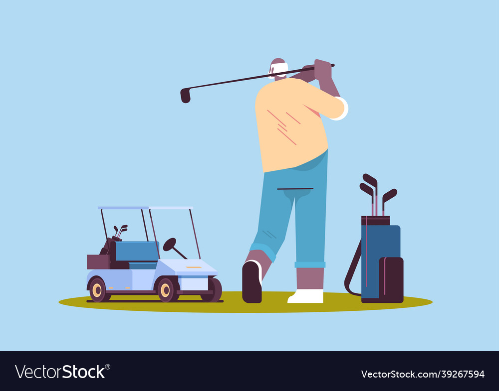 Senior african american man playing golf aged