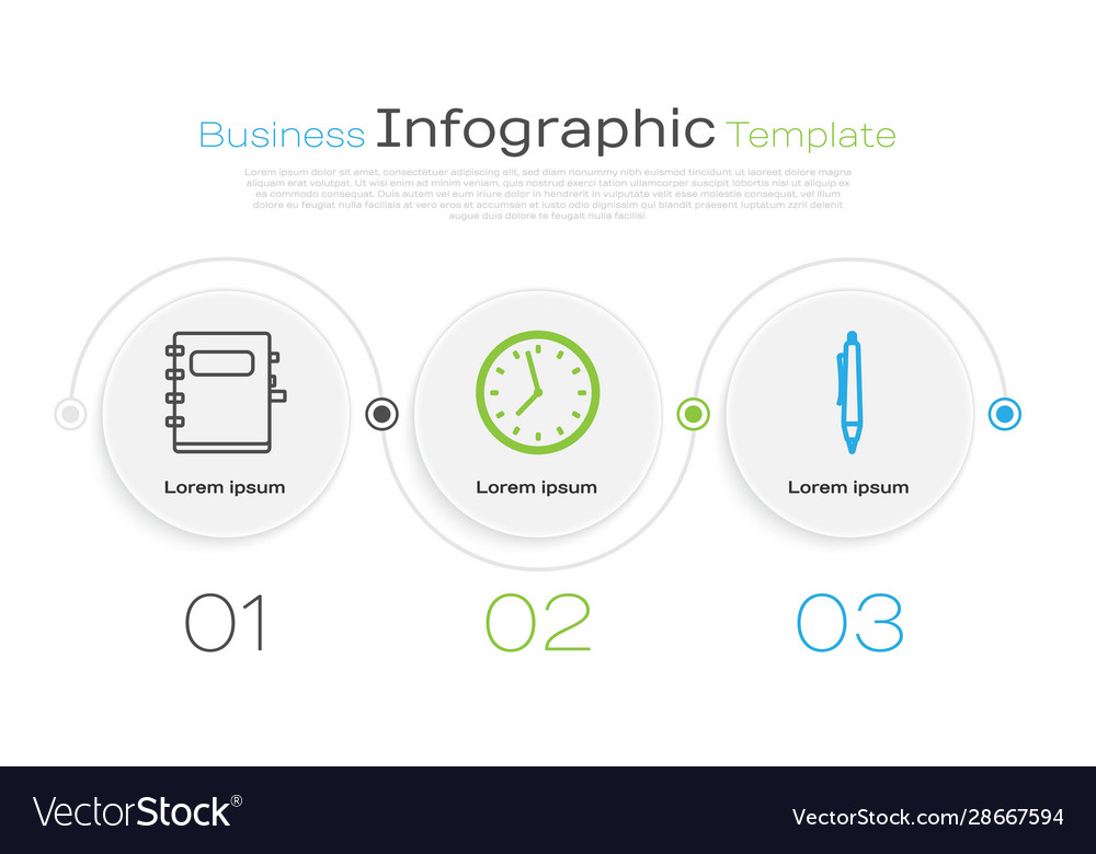 Set line notebook clock and pen business
