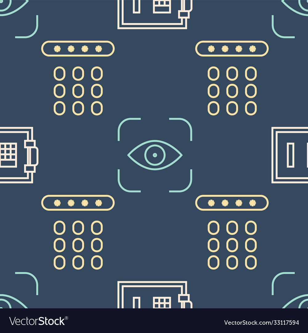 Set line safe password protection and eye scan vector image Set line safe password protection and eye scan