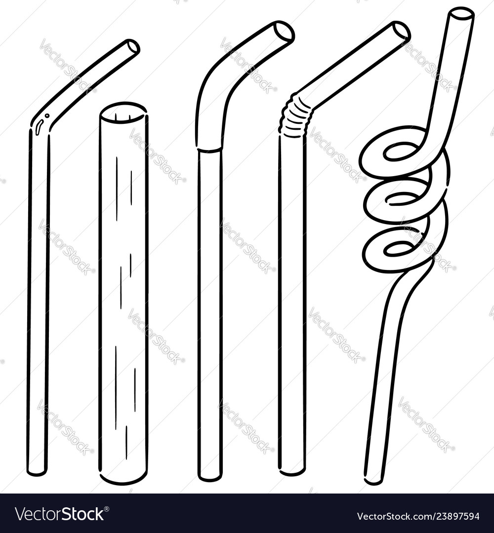 Set of straw vector image Set of straw