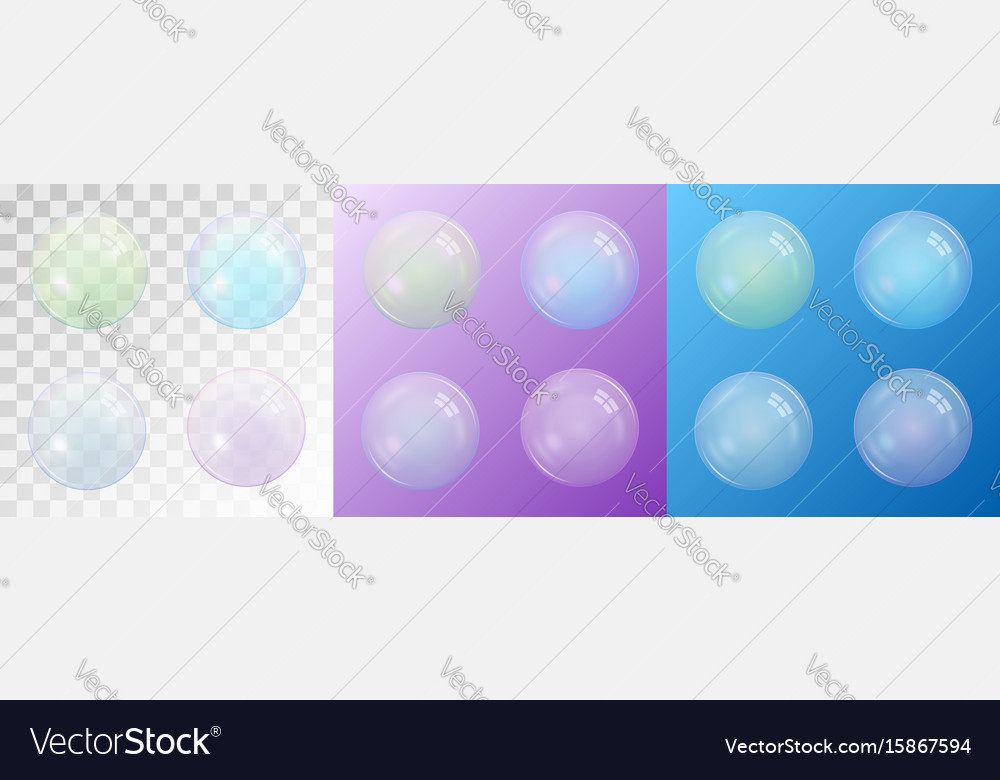 Set of transparent matte soap bubbles