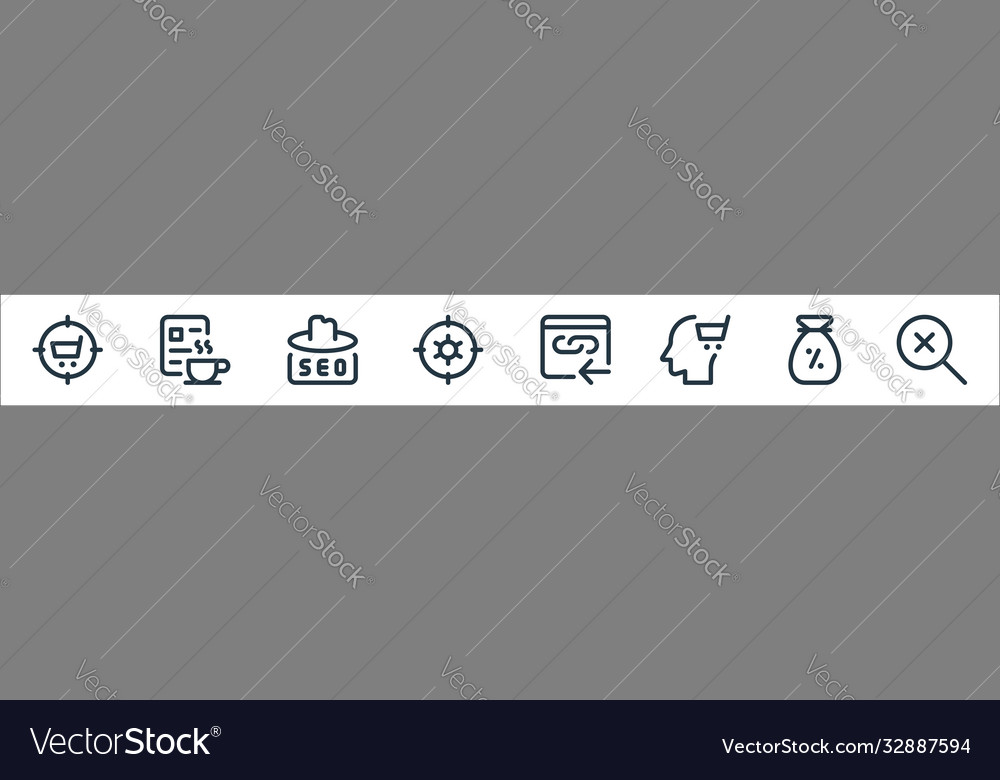 Web apps seo line icons linear set quality vector image Web apps seo line icons linear set quality